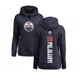 NHL Women Adidas Edmonton Oilers #98 Jesse Puljujarvi Navy Blue Backer Pullover Hoodie