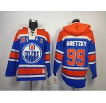 nhl edmonton oilers #99 gretzky blue[pullover hooded sweatshirt](C)
