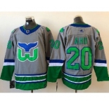 Mens Nhl Hartford Whalers #20 Aho Gray 2021 Reverse Retro Alternate Adidas Jersey