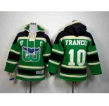 youth nhl jerseys hartford whalers #10 francis black-green[pullover hooded sweatshirt][patch C]
