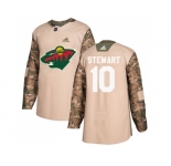 Men Adidas Minnesota Wild #10 Chris Stewart Camo Authentic 2017 Veterans Day Stitched NHL Jersey