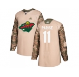 Men Adidas Minnesota Wild #11 Zach Parise Camo Authentic 2017 Veterans Day Stitched NHL Jersey