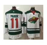 Men Adidas Minnesota Wild #11 Zach Parise White Road Authentic Stitched NHL Jersey