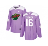 Men Adidas Minnesota Wild #16 Jason Zucker Purple Authentic Fights Cancer Stitched NHL Jersey