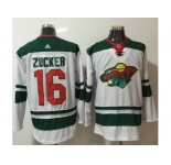 Men Adidas Minnesota Wild #16 Jason Zucker White Road Authentic Stitched NHL Jersey
