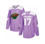Men Adidas Minnesota Wild #17 Marcus Foligno Purple Authentic Fights Cancer Stitched NHL Jersey