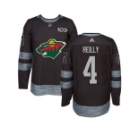Men Adidas Minnesota Wild #4 Mike Reilly Black 1917-2017 100th Anniversary Stitched NHL Jersey