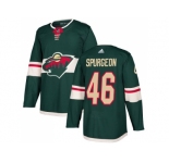 Men Adidas Minnesota Wild #46 Jared Spurgeon Green Home Authentic Stitched NHL Jersey