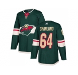 Men Adidas Minnesota Wild #64 Mikael Granlund Green Home Authentic Stitched NHL Jersey