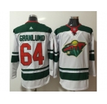 Men Adidas Minnesota Wild #64 Mikael Granlund White Road Authentic Stitched NHL Jersey