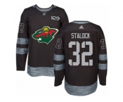Men's Adidas Minnesota Wild #32 Alex Stalock Authentic Black 1917-2017 100th Anniversary NHL Jersey