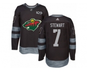 Men's Adidas Minnesota Wild #7 Chris Stewart Authentic Black 1917-2017 100th Anniversary NHL Jersey