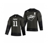 Men's Minnesota Wild #11 Zach Parise 2019 Veterans Day Authentic Practice Hockey Jersey Camo