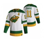 Men's Minnesota Wild #11 Zach Parise White 2020-21 Reverse Retro Alternate Hockey Jersey