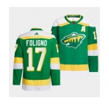Men's Minnesota Wild #17 Marcus Foligno Green 2022-23 Reverse Retro Stitched Jersey