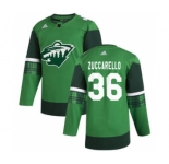 Men's Minnesota Wild #36 Mats Zuccarello 2020 St. Patrick's Day Stitched Hockey Jersey Green