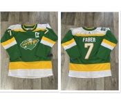 Men's Minnesota Wild #7 Brock Faber Green 2023-24 Stitched Jersey