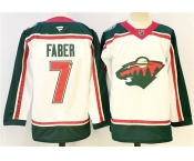 Men's Minnesota Wild #7 Brock Faber White 2025 25th Anniversary Stitched Hockey Jersey