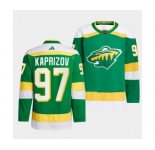 Men's Minnesota Wild #97 Kirill Kaprizov Green 2022-23 Reverse Retro Stitched Jersey