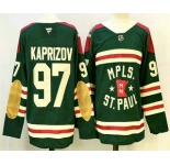 Men's Minnesota Wild #97 Kirill Kaprizov Green Winter Classic Stitched Authentic Jersey