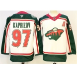 Men's Minnesota Wild #97 Kirill Kaprizov White 2025 With A Patch 25th Anniversary Stitched Hockey Jersey