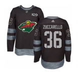 Men's Wild #36 Mats Zuccarello Black 1917-2017 100th Anniversary Stitched Hockey Jersey