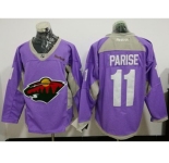 Minnesota Wild #11 Zach Parise Purple Fights Cancer Practice Stitched NHL Jersey
