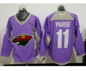 Minnesota Wild #11 Zach Parise Purple Fights Cancer Practice Stitched NHL Jersey