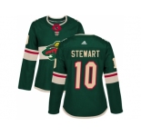 Women Adidas Minnesota Wild #10 Chris Stewart Green Home Authentic Stitched NHL Jersey