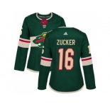 Women Adidas Minnesota Wild #16 Jason Zucker Green Home Authentic Stitched NHL Jersey