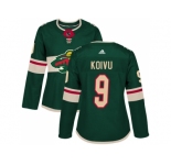Women Adidas Minnesota Wild #9 Mikko Koivu Green Home Authentic Stitched NHL Jersey