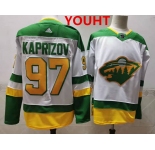 Youth Minnesota Wild #97 Kirill Kaprizov 2021 White Retro Stitched NHL Jersey