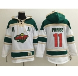 Minnesota Wild #11 Zach Parise White Sawyer Hooded Sweatshirt Stitched NHL Jersey