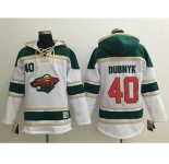 Minnesota Wild #40 Devan Dubnyk White Sawyer Hooded Sweatshirt Stitched NHL Jersey