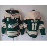 nhl jerseys minnesota wilds #11 parise cream-green[pullover hooded sweatshirt][patch A][parise]