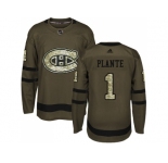 Adidas Montreal Canadiens #1 Jacques Plante Green Salute to Service Stitched NHL Jersey