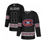 Adidas Montreal Canadiens #11 Brendan Gallagher Authentic Black Team Logo Fashion NHL Jersey