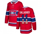 Adidas Montreal Canadiens #11 Brendan Gallagher Authentic Red USA Flag Fashion NHL Jersey