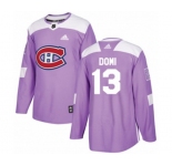 Adidas Montreal Canadiens #13 Max Domi Authentic Purple Fights Cancer Practice NHL Jersey