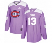 Adidas Montreal Canadiens #13 Max Domi Authentic Purple Fights Cancer Practice NHL Jersey