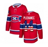 Adidas Montreal Canadiens #14 Tomas Plekanec Authentic Red USA Flag Fashion NHL Jersey