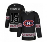 Adidas Montreal Canadiens #15 Jesperi Kotkaniemi Authentic Black Team Logo Fashion NHL Jersey