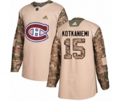 Adidas Montreal Canadiens #15 Jesperi Kotkaniemi Authentic Camo Veterans Day Practice NHL Jersey