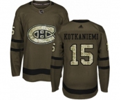 Adidas Montreal Canadiens #15 Jesperi Kotkaniemi Authentic Green Salute to Service NHL Jersey