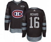 Adidas Montreal Canadiens #16 Henri Richard Premier Black 1917-2017 100th Anniversary NHL Jersey