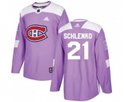 Adidas Montreal Canadiens #21 David Schlemko Authentic Purple Fights Cancer Practice NHL Jersey