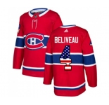 Adidas Montreal Canadiens #4 Jean Beliveau Authentic Red USA Flag Fashion NHL Jersey