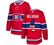Adidas Montreal Canadiens #4 Jean Beliveau Authentic Red USA Flag Fashion NHL Jersey