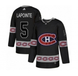 Adidas Montreal Canadiens #5 Guy Lapointe Authentic Black Team Logo Fashion NHL Jersey
