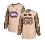 Adidas Montreal Canadiens #58 Noah Juulsen Authentic Camo Veterans Day Practice NHL Jersey